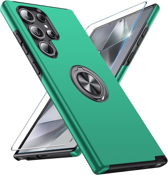 Samsung Galaxy S24 Ultra Hoesjes – Schokbestendige Backcover – Inclusief Gehard Glas Screenprotector – Groen-Ilumina Benelux