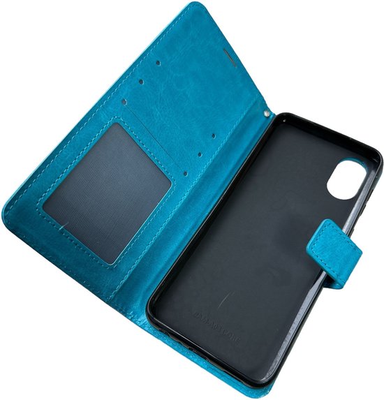 Samsung Galaxy A03 Core Hoesjes – Portemonnee Bookcase – Pasjeshouder – 2 Pack Screenprotector Gehard Glas – Turquoise-Ilumina Benelux