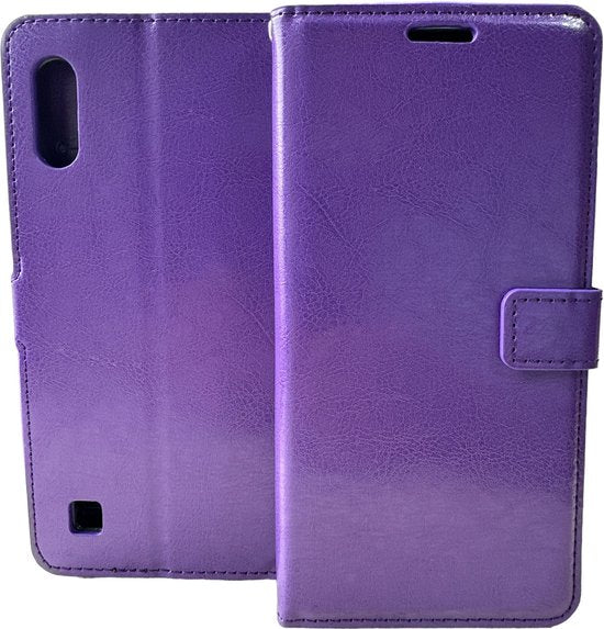 Samsung Galaxy A10 Hoesjes – Portemonnee Hoes – Pasjeshouder – 2 Pack Screenprotector – Paars-Ilumina Benelux