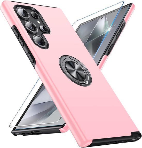 Samsung Galaxy S24 Ultra Hoesjes – Schokbestendige Backcover – Incl. Gehard Glas Screenprotector – Roze-Ilumina Benelux