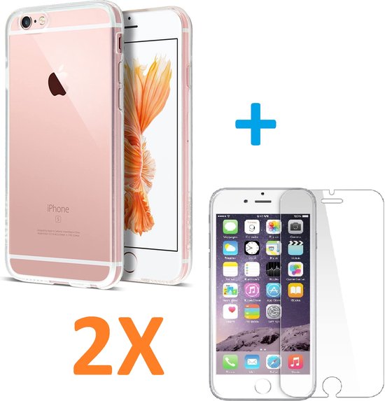 iPhone 7/8/SE 2020/2022 Hoesjes – Transparante Soft TPU Siliconen Backcover – Inclusief 2x Gehard Glas Screenprotector – Clear-Ilumina Benelux