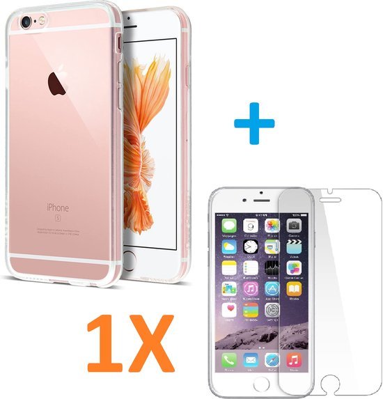 iPhone 7 Plus / 8 Plus Hoesjes – Transparante Soft TPU Siliconen Backcover – Inclusief Screenprotector – Anti Kras-Ilumina Benelux