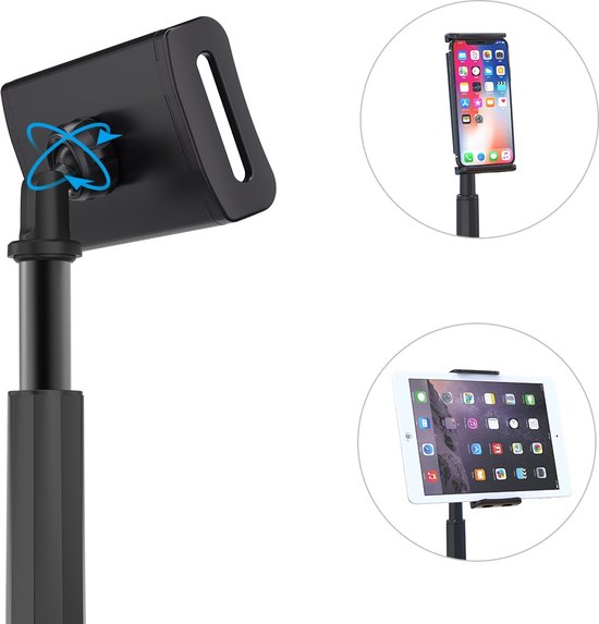 Telefoonhouder auto – Verstelbare bekerhouder – 360° draaibaar – Geschikt voor iPad & iPhone – Zwart-Tablethouder-Ilumina Benelux