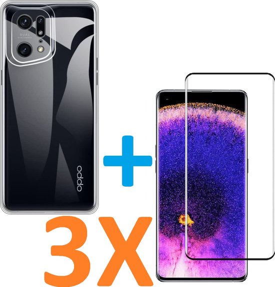 Oppo Find X5 Pro Hoesjes – Transparante Soft TPU Siliconen Backcover – Inclusief 3x Gehard Glas Screenprotector-Ilumina Benelux