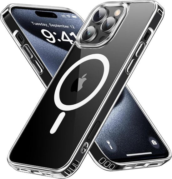 iPhone 12 Pro Max Hoesjes – Transparante MagSafe Backcover – Schokabsorberende Hoeken – Doorzichtig