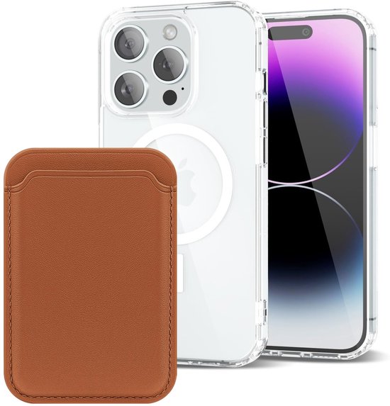 iPhone 14 Pro Max Hoesjes – Anti-Shock Backcover met MagSafe – Magnetische Pasjeshouder – Bruin-Ilumina Benelux