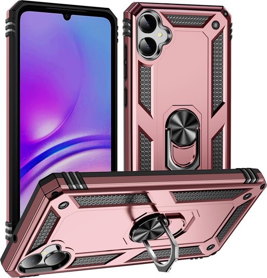 Samsung Galaxy A05 Hoesjes – Anti-Shock Hybride Ring Armor Backcover – Schokbestendig – Roségoud-Ilumina Benelux