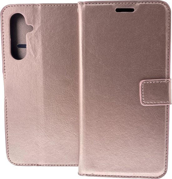Samsung Galaxy A15 Hoesjes – Portemonnee Book Case – Pasjeshouder – 2x Gehard Glas Screenprotector – Roségoud-Ilumina Benelux