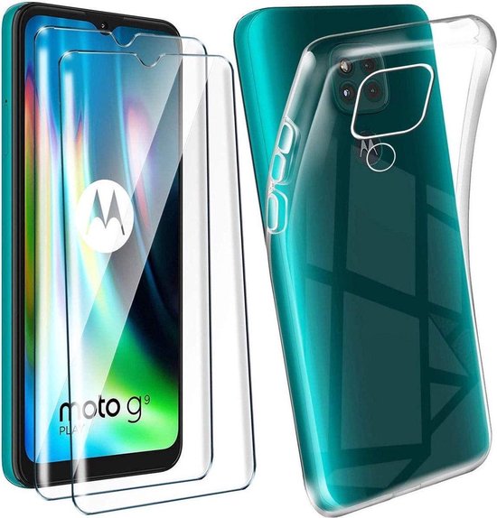 Motorola Moto G9 Play & E7 Plus Hoesjes – Siliconen Backcover TPU – Inclusief 2x Screenprotector – Transparant-Ilumina Benelux