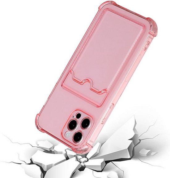 iPhone 12 Pro Max Hoesjes – TPU Backcover – Schokbestendig – Pasjeshouder – Roze-Ilumina Benelux
