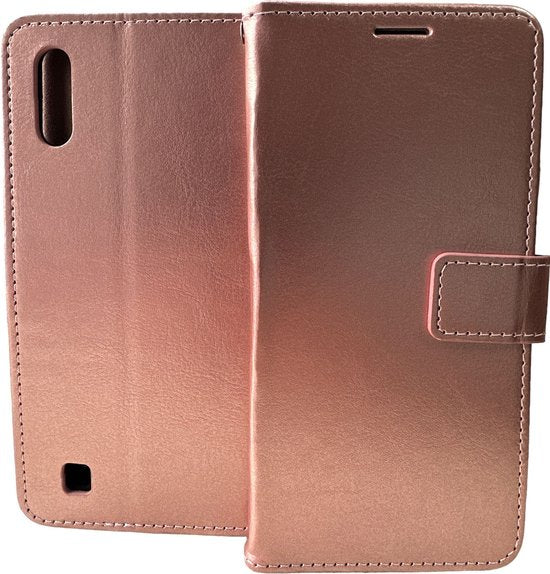 Portemonnee Hoesje - 2 Pack Screenprotector Geschikt voor: Samsung Galaxy A10 - Roségoud