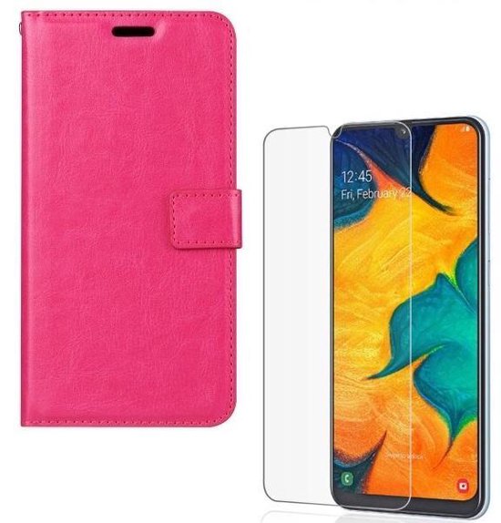 Samsung Galaxy A60 Hoesjes – Portemonnee Hoes – Pasjeshouder – 2x Gehard Glas Screenprotector – Roze-Ilumina Benelux
