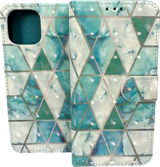 iPhone 14 Hoesjes – Portemonnee Book Case – Magneetsluiting – Pasjeshouder – Marmer Print-Ilumina Benelux