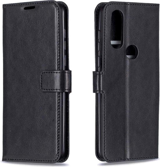 Portemonnee Book Case Hoesje + 2x Screenprotector Geschikt voor: Motorola One Vision - Zwart