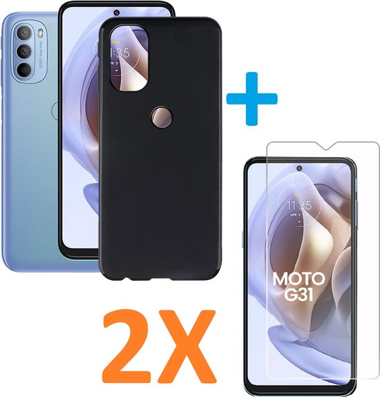 Motorola Moto G31/G41 Hoesjes – Soft TPU Siliconen Backcover – Inclusief 2x Screenprotector – Zwart