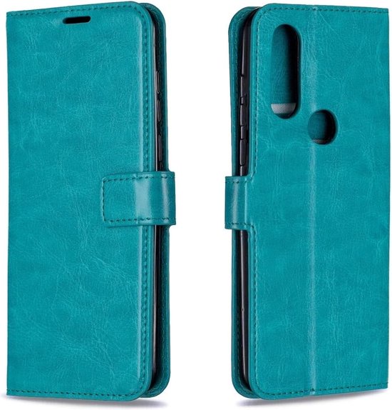Motorola Moto G8 Plus Hoesjes – Bookcase Portemonnee – Pasjeshouder – Magneetsluiting – Turquoise-Ilumina Benelux