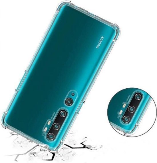 Xiaomi Mi 10/10 Pro Hoesjes – Siliconen Bumper Backcover – Schokbestendig – Transparant + 3x Screenprotector Gehard Glas – Anti-kras-Ilumina Benelux