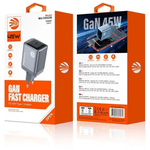 GaN Snellader – 45W USB-C Power Delivery PD 3 – Super Fast Charging – Compact Design – Zilver-Ilumina Benelux