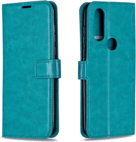 Portemonnee Book Case Hoesje + 2x Screenprotector Geschikt voor: Motorola One Action - Turquoise