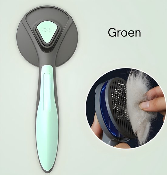 Kattenborstel – Zelfreinigende kattenkam – Massageborstel – 19,3 cm – Groen-Ilumina Benelux