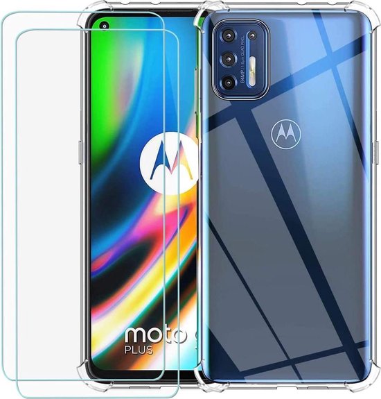 Motorola Moto G9 Plus Hoesjes – Siliconen Backcover – Schokbestendig – Met 2 Screenprotectors – Transparant-Ilumina Benelux