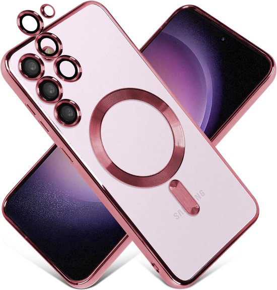 DMP Magnetisch telefoonhoesje geschikt voor Samsung Galaxy S23 - Geschikt voor MagSafe - TPU - Camerabescherming - Roze
