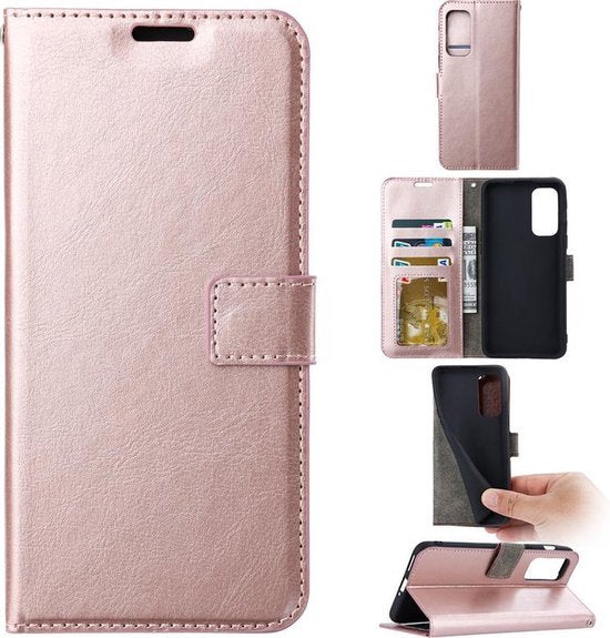 Samsung Galaxy A03s Hoesjes – Portemonnee Book Case – Pasjeshouder – Magneetsluiting – Roségoud