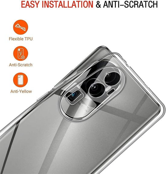 OPPO Reno 10 Pro Hoesjes – Transparante TPU Siliconen Backcover – Soft Case – Incl. Gehard Glas Screenprotector-Ilumina Benelux