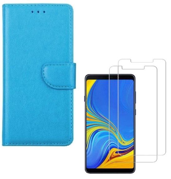 Samsung Galaxy A9 2018 Hoesjes – Portemonnee Hoes – Pasjeshouder – 2x Gehard Glas Screenprotector – Turquoise-Ilumina Benelux