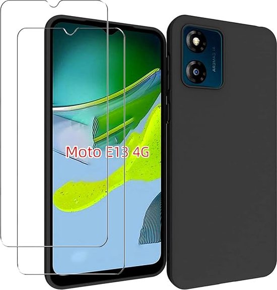 Motorola Moto E13 Hoesjes – Siliconen Backcover – Inclusief 2 Screenprotectors – Zwart-Ilumina Benelux