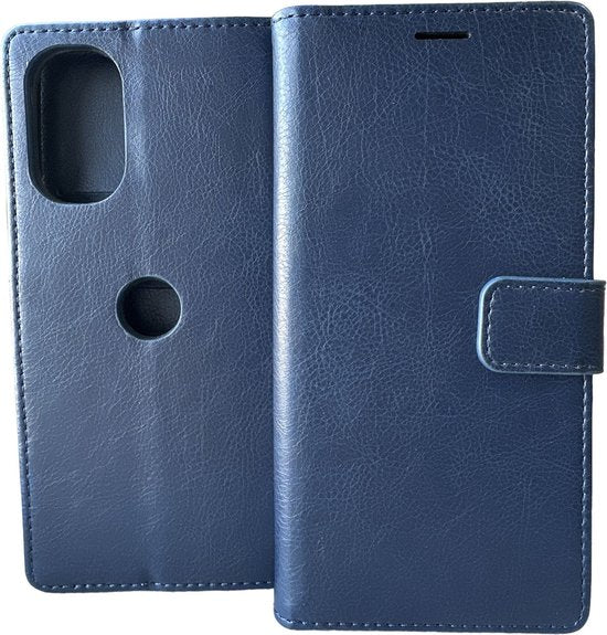 Motorola Moto G62 5G Hoesjes – Portemonnee Bookcase – Pasjeshouder – 2 Pack Gehard Glas – Blauw-Ilumina Benelux