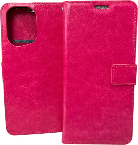 Oppo Find X5 Pro Hoesjes – Portemonnee Book Case – Pasjeshouder – 2x Glazen Screenprotector – Roze-Ilumina Benelux
