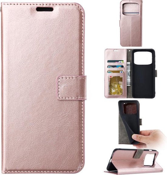 Xiaomi Poco X4 Pro Hoesjes – Portemonnee Book Case – Pasjeshouder – Magneetsluiting – Roségoud-Ilumina Benelux