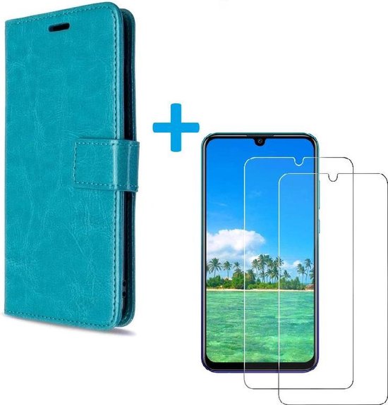 Huawei P Smart 2020 Hoesjes – Bookcase Portemonneehoes – Pasjeshouder – 2x Screenprotector – Turquoise-Ilumina Benelux
