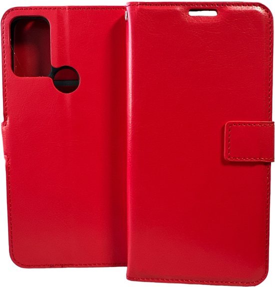 Motorola Moto G60s Hoesjes – Portemonnee Book Case – Magneetsluiting – 2x Screenprotector – Rood-Ilumina Benelux
