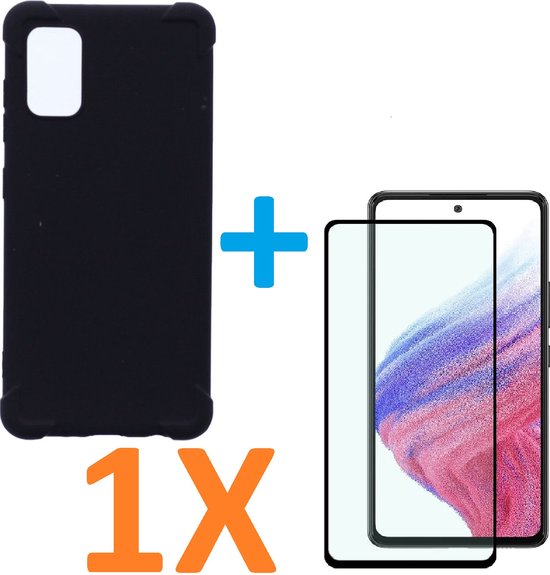 Samsung Galaxy A73 5G Hoesjes – Siliconen Backcover – Schokbestendig – Inclusief Full Screenprotector Glas – Zwart-Ilumina Benelux
