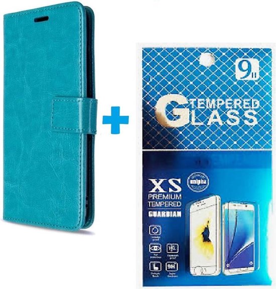 Portemonnee Book Case Hoesje + 2x Screenprotector Geschikt voor: Motorola Moto G7 / G7 Plus Turquoise
