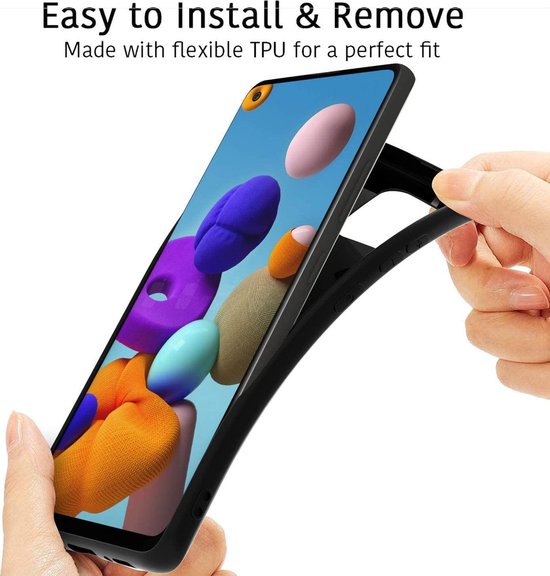 Samsung Galaxy A21S Hoesjes – Siliconen Backcover – Flexibel – Schokbestendig – Zwart-Ilumina Benelux