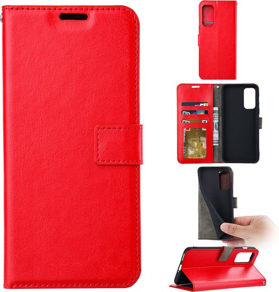 Samsung Galaxy A73 5G Hoesjes – Bookcase Portemonnee – Pasjeshouder – 1x Gehard Glas Screenprotector – Rood