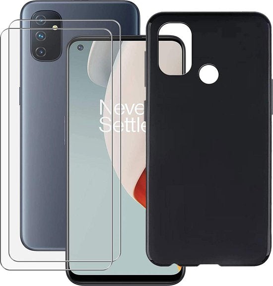 OnePlus Nord N100 Hoesjes – Siliconen Backcover – Inclusief 2x Screenprotector – Zwart-Ilumina Benelux