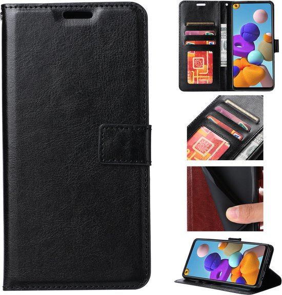 Samsung Galaxy S22 Plus Hoesjes – Portemonnee Hoes – Pasjeshouder – 2x Gehard Glas Screenprotector – Zwart-Ilumina Benelux