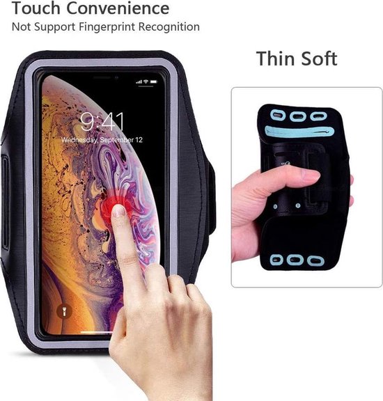 Sport Armband - zwart - Neopreen - Comfortabel met Sleutelhouder Geschikt voor: Samsung Galaxy Note 20