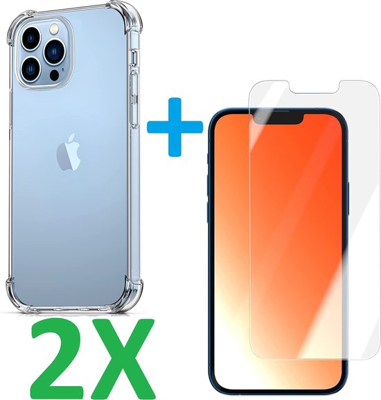 iPhone 13 Pro Max Hoesjes – Schokbestendige Siliconen Backcover – 2 Pack Screenprotector Gehard Glas – Transparant-Ilumina Benelux