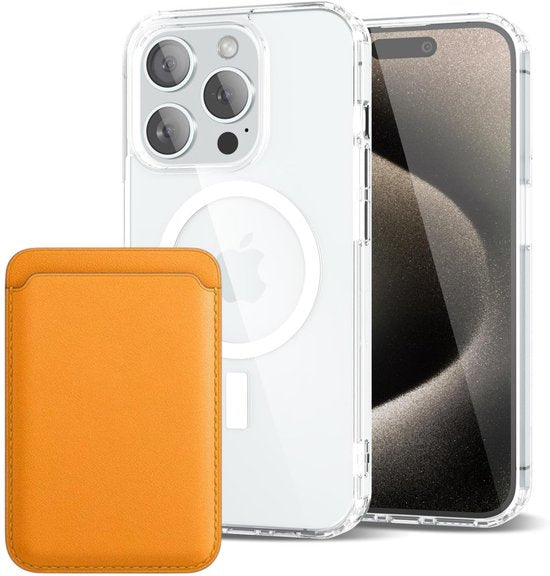 iPhone 15 Pro Max Hoesjes – Anti-shock Backcover met MagSafe – Magnetische Pasjeshouder – Zonnegeel-Ilumina Benelux