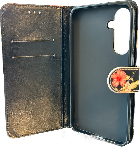 Elite Bookcase Geschikt voor: Samsung Galaxy A55 Hoesje met Magnetische Sluiting en Pasjeshouder - Bloemen Print