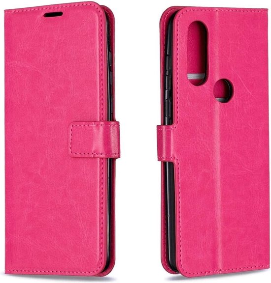 Portemonnee Book Case Hoesje + 2x Screenprotector Geschikt voor: Motorola One Action - Roze