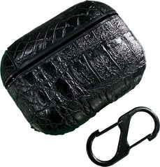 Hoesje geschikt voor AirPods - Case geschikt voor AirPods Pro - Croco Zwart - Inclusief Hanger - Stijlvol Hoesje - Geschikt voor Apple Air Pods Pro