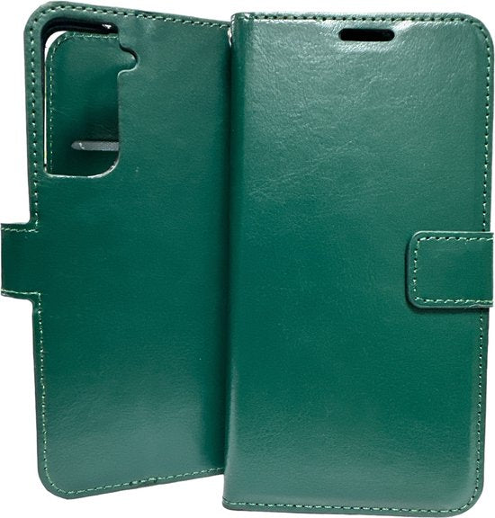Portemonnee Hoesje - 2 Pack Screenprotector Geschikt voor: Samsung Galaxy S21 Plus - Groen