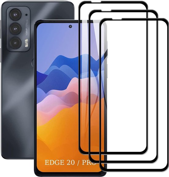 Full Cover Screenprotector - Geschikt voor Motorola Edge 20 Pro - 9H Glas (3-Pack)