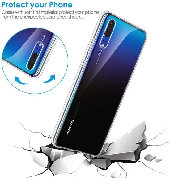 Huawei P30 Lite Hoesjes – Transparante TPU Siliconen Backcover – Soft Case – 2x Screenprotector Gehard Glas-Ilumina Benelux